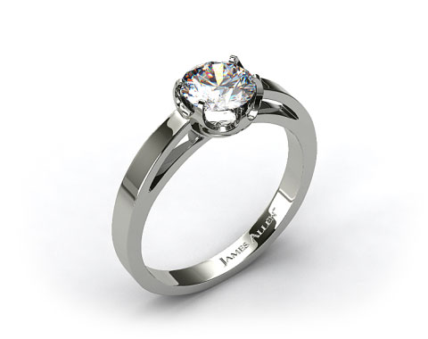18k White Gold Six Prong Flat Tab Solitaire Engagement Ring